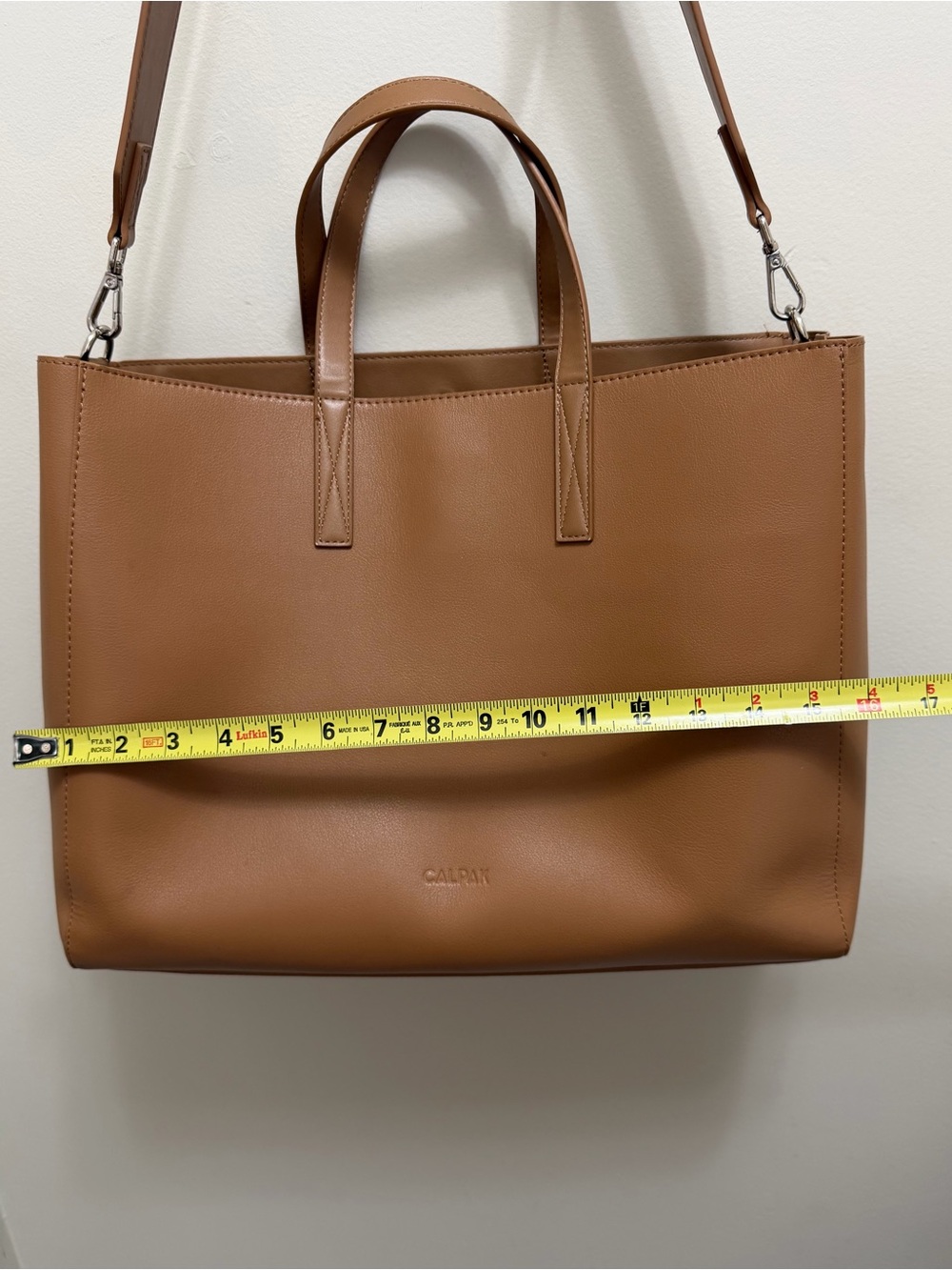 Calpak Haven 16” Laptop Tote Travel Bag Detachable Strap in Toffee - Picture 14 of 16